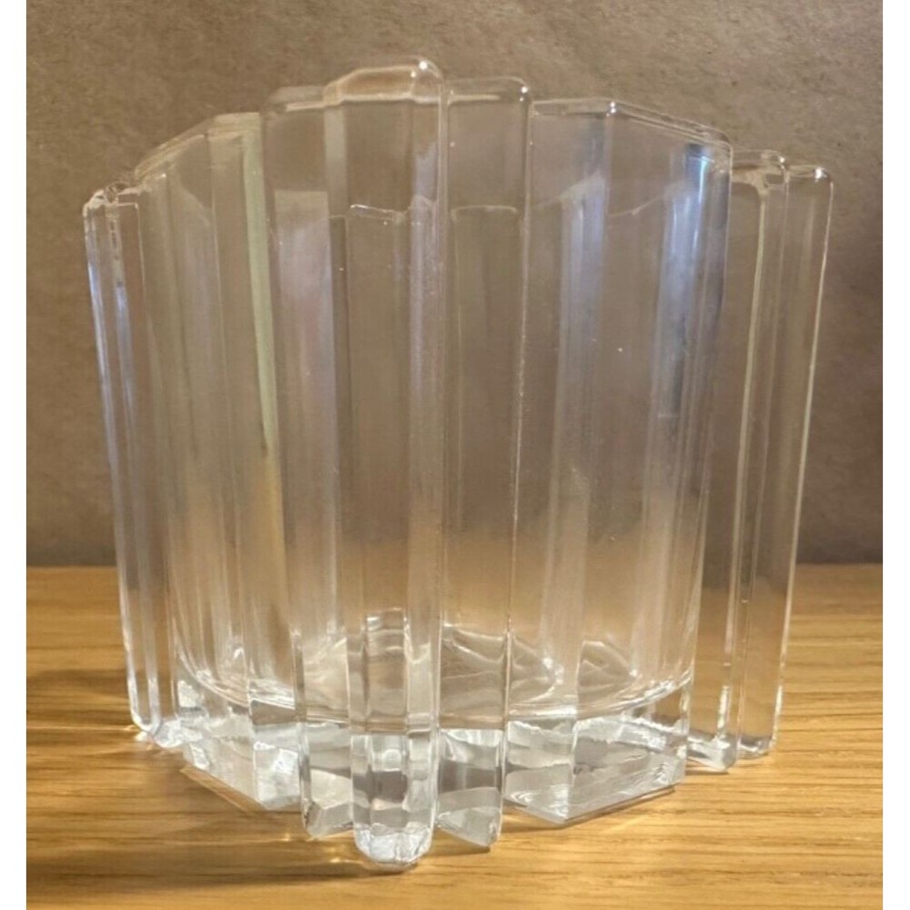 Vintage Studio Nova Ribbed Lead Crystal Candle Holder Made in Japan